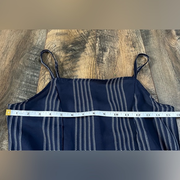 Derek Heart Mock Wrap Sleeveless Dress, Size Medium, Navy Blue and White - Picture 6 of 10